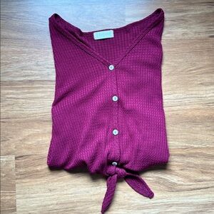 Altar’s State Magenta Tie Front Long Sleeved Shirt